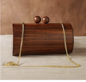 Sacs à main de luxe en bois marron pour femmes Pochette en bois artisanale Sac à main Pochette de soirée pour fêtes sortie et mariage pour elle - Product Image 6