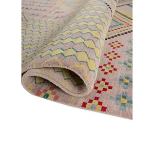 Alfombra Manchaha de Lana y Seda de Bambú Anudada a Mano con Patrón Geométrico Abstracto Multicolor de 10mm, Rectangular, para Pasillo y Uso Doméstico - Les-1556 - Product Image 2