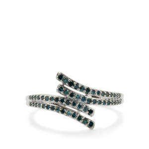 Anillo de Diamante Azul Corte Princesa, Chapado en Rodio, Plata de Ley, 0.35ct, Joyería Fina - Product Image 2