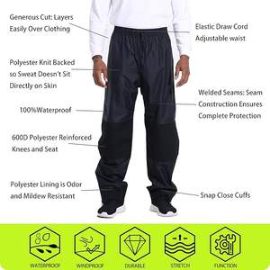 ชุดกันฝน-แจ็คเก็ตสะท้อนแสงกันน้ำและชุดกางเกงยางยืดอุปกรณ์สำหรับสภาพอากาศที่สกปรกระบายอากาศได้น้ำหนักเบา - Product Image 3