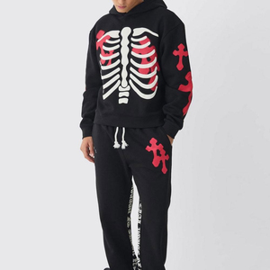 Custom 100% Cotton Lightweight for Reversible Breathable Sweat Suits Flared Jogger Suits Hoodie Plus Size 260gsm Winter - Product Image 1