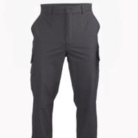 Pantalon tactique décontracté de haute qualité, noir, taille XL, poids moyen, imperméable, devant plat, hiver, délavage foncé, taille mi-haute, en coton tissé, fabriqué en Turquie