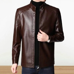 Men's Casual Outwear High Street Style Winter <b>Jacket</b> with Fashion <b>Collar</b> Long Sleeve Canvas Leather Cow Skin for Cold Seasons - Product Image 1