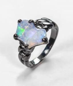 Ethiopian Fire Opal Rough Luxury Stacking <b>Bridal</b> Ring for Symbolic <b>Wedding</b> Wear with Timeless Classic Style - Product Image 1