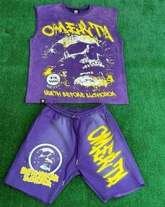 Men's High Quality Cotton Tank Top <b>Shorts</b> Set Top Selling New Design for Outdoor Street wear Fashion Wear Custom Printed Design - Product Image 3