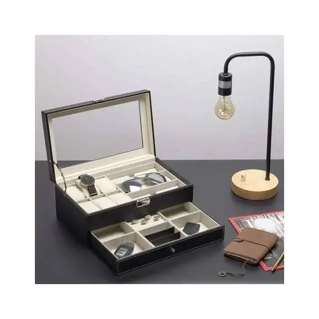 Caixa de joias de couro MD19 Caixa de relógio de madeira com tamanho 30X8X11 cm fabricante e atacadista de melhor qualidade