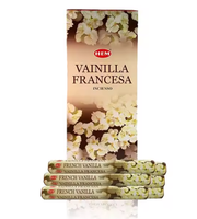 Paquete de 6 varitas de incienso de Vainilla Francesa HEM (20 cada una) Aroma de larga duración, relajación, meditación y fragancia para el hogar