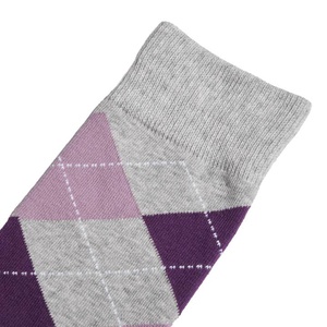 Premium Violet Grey Argyle Cotton Dress Crew Calcetines Antibacterianos Personalizados Hombres Business Casual Daily Socks Made Vietnam-JZVINA - Product Image 2