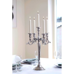 เชิงเทียน5แขนโลหะสีเงินหรูหราสำหรับงานแต่งงานและงานเลี้ยงอาหารค่ำของตกแต่งบ้านเชิงเทียน - Product Image 6