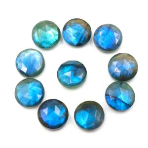Lot de pierres précieuses rondes en labradorite noire, taille brillante, 13-15 mm, 10 pièces, labradorite naturelle, taille briolette, pour la fabrication de bijoux - Product Image 2