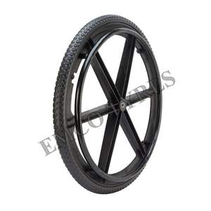 Roue de fauteuil roulant arrière durable et légère de 24 pouces, pneu en nylon gris à roulement lisse et non marquant, installation et utilisation faciles - Product Image 1