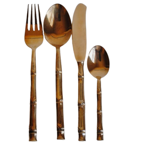 ชุดช้อนส้อมสแตนเลสพร้อมด้ามจับโลหะ ทำจากไม้ไผ่ ราคาประหยัด - Product Image 1