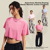 En iyi satış 230gsm Vintage kadın kırpma üst yüksek kaliteli asit yıkama T-shirt artı boyutu kısa tankı üstleri sahip katı desen