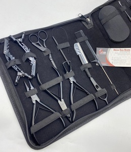 Kit d'outils de pinces d'extension de cheveux en acier inoxydable de qualité chirurgicale Pince à cheveux à boucle multifonctionnelle noire mate avec microbilles - Product Image 2