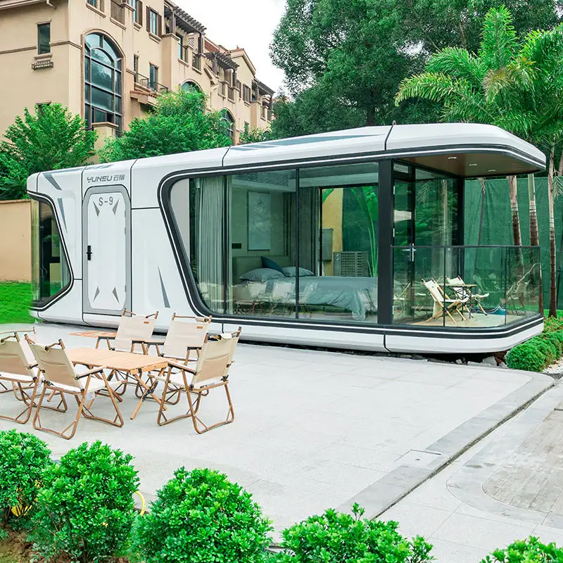Casa Prefab Pequena Cápsula Espacial Inteligente Casa Vida Pré-fabricada Modular Pré-fabricada Apple Armazém Cabine Casas