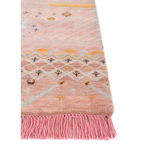 พรมลายเรขาคณิต Freedom Manchaha ทำจากขนสัตว์และไหมไผ่ ทอมือแบบ Flat Weave สำหรับห้องนั่งเล่น สีแดงและสีส้ม-Les-8190 - Product Image 4