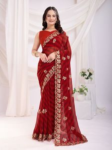 Vêtements de fête élégants Sarees en Georgette pour femmes Fournisseur en gros de l'Inde avec tissu respirant et prix abordable - Product Image 3