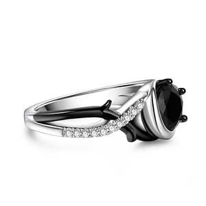 Jeulia Two Tone Twist Moon Design Oval Cut Sterling <b>Silver</b> <b>Statement</b> <b>Ring</b> - Product Image 2