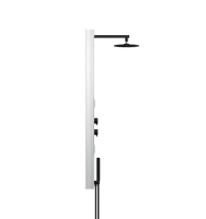 Colonne de douche murale en acier inoxydable à poignée unique, finition mate, avec jets pluie et cascade, design moderne, excellent prix