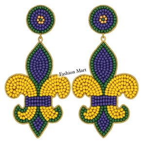 Pendientes de fiesta con cuentas de oro verde púrpura - Product Image 3