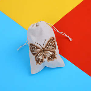Butterfly Embroidered Cotton <b>Drawstring</b> <b>Pouch</b> Bag Open Style Closure Type For Jewellery Item Case Storage Bag Full Safety bag - Product Image 5