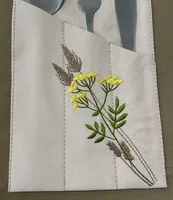 Accessoires de cuisine classiques écologiques brodés, étuis à couverts personnalisables, organisateur d'ustensiles réutilisable, décoration de table en coton