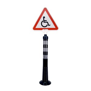Señal de Tráfico Reflectante Triangular Negra de 75x8 cm, Señal de Advertencia de Piso Mojado, Estacionamiento para Discapacitados y Señalización Vial - Product Image 1