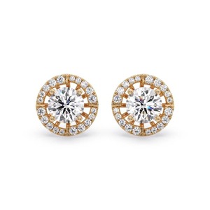 Boucles d'oreilles en diamant rond fin à halo unique, 0,60 ct, diamant de laboratoire en platine, luxe élégant pour mariage et anniversaire - Product Image 3