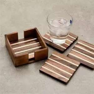 Almohadillas para tazas de té de madera de Acacia en blanco de alta calidad, vajilla de alto estándar, posavasos para bebidas - Product Image 2