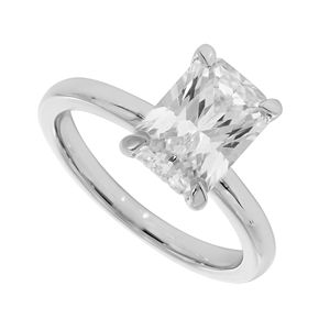 Bague de fiançailles solitaire en diamant radiant pour femme - Product Image 4