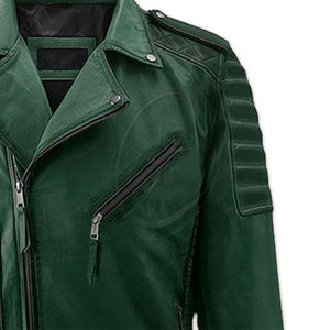 Cremallera oblicua a prueba de viento Diseño de moda Chaqueta de motociclista suave para hombres Estilos Chaqueta de cuero de piel de oveja Hombres - Product Image 5