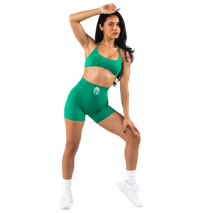 Shorts Deportivos Verdes de Cintura Alta para Mujer, Elásticos, Control de Abdomen, para Fitness, Entrenamiento, Gimnasio, Actividad - Product Image 3