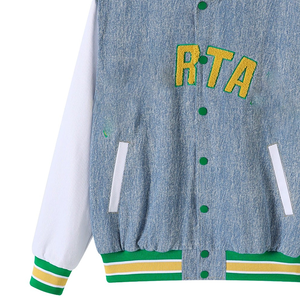 Blouson bomber en denim de l'État de Norfolk, officiel de la fraternité grecque Spartan, streetwear, broderie en chenille sur le devant, imperméable, réversible - Product Image 5