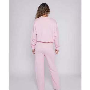 Wholesale <b>Women</b> Spandex/Polyester 220gsm Knee Long Washed Short Lace Hoodie Sweatshirt <b>Jogger</b> Sweatpants Set Customizable Design - Product Image 2