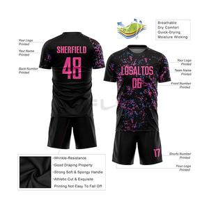 เสื้อฟุตบอล100% ระบายอากาศเสื้อฟุตบอลผ้าโพลีเอสเตอร์เสื้อสโมสรฟุตบอลเสื้อทีมเจอร์ซีย์ออกแบบโลโก้ได้ตามต้องการ - Product Image 3