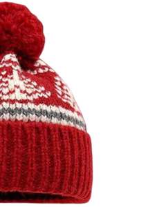 Gorro de Punto Personalizado para Invierno, Color Rojo con Diseño Nórdico, Pompón, Puño Acanalado, Mezcla de Lana Acrílica Cálida, Venta al por Mayor, Personalización OEM - Product Image 3