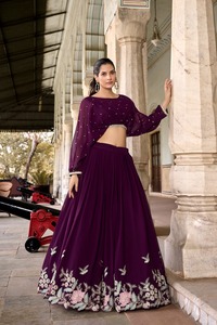 Georgette lehenga choli คอลเลกชันชุด Co-Ord แบบดั้งเดิมที่มีเลื่อมและงานปักด้าย - Product Image 4