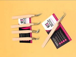 Pinces à cils en acier inoxydable de haute qualité avec logo personnalisé, revêtement poudré couleur pêche, pointe argentée, différents styles, outils de beauté - Product Image 5