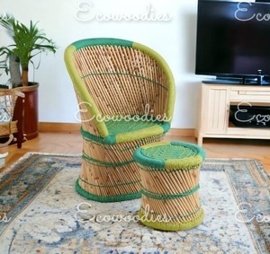 Tabouret et chaise Sarkanda élégants, modernes et écologiques, faits à la main, pour le salon intérieur et extérieur, le jardin, le café et le restaurant. - Product Image 3