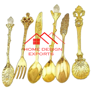 High Selling Hotel Use Accessories at Wholesale Price <b>Golden</b> and White Color Finished Metal <b>Cutlery</b> Flatware <b>Set</b> - Product Image 2