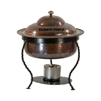Réchaud rond en cuivre martelé Taille personnalisée Designer Nouveau plat alimentaire Classique Élégant fantaisie nouveau métal Réchauffeur de nourriture