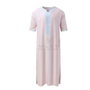 Robe musulmane décontractée respirante à col montant et à manches longues pour hommes vêtements islamiques caftan Thobe pour hommes - Product Image 3