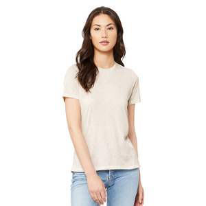 Camiseta de cuello redondo de mezcla de algodón sólido verde claro transpirable para mujer - Product Image 4
