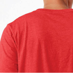 T-shirt décontracté à manches longues pour homme, col rond, uni, rouge chiné, basique - Product Image 3