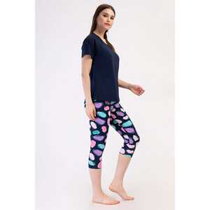 Kadin LYC Suprem ชุดนอนผู้หญิง yakawara reglan Kisa Kol etegi Oval mansetli kapri takim - Product Image 1