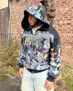 Custom Men's Heavyweight 360g 100% Cotton Oversized Fit Hoodie Breathable Knitted Fabric Long Length Heat-Transfer Printing 3D - Product Image 5