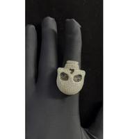 Bague Crâne en Argent Sterling 925 pour Homme avec Pierre Scintillante Effet Diamant – Accessoire Attrayant pour un Style Personnel Unique, Idéale pour les Soirées