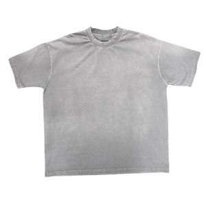 Vintage Sunfaded Washed Grey <b>T</b> Shirt Oversized Heavyweight Retro Faded Tee Soft Cotton Custom Logo OEM Bulk Streetwear Plain - Product Image 1