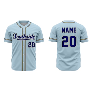 Maillot de baseball Knights pour homme, bleu rayé, sublimé, anti-humidité, manches courtes, uniforme adulte, col en V, boutons sur le devant - Product Image 3