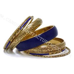 Wholesale Handmade Fashion <b>Bangles</b> Glass with Metal <b>Bangle</b> <b>Set</b> Direct Factory Sale Jewelry & Accessories - Product Image 1